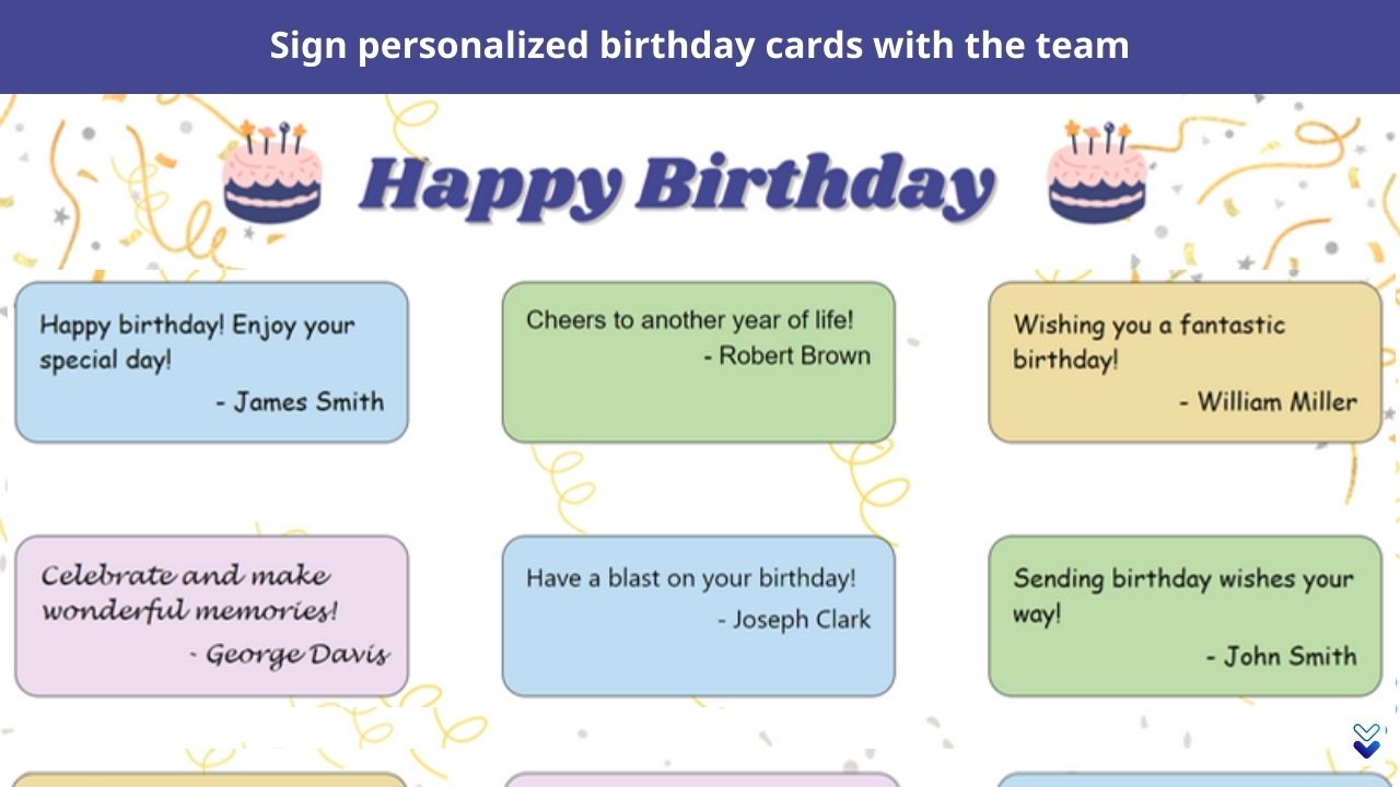 sign birthday cards with the whole team on Teams